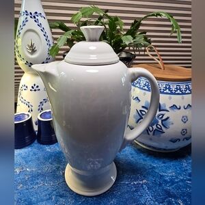 Homer Laughlin Fiesta Vintage White Coffee Pot, Teal Pot